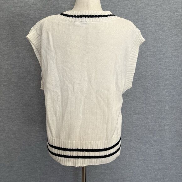 H&M Divided Cable Knit Sweater Vest Size S Preppy Tenniscore Academia Oversized - Picture 4 of 10
